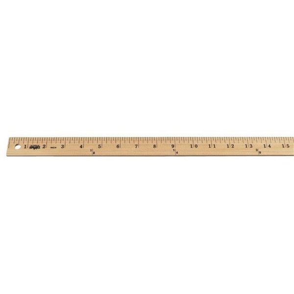 School Smart School Smart 081892 Single Beveled Metal Edge Wood Office And Desk Ruler;18 In. Clear Lacquer 81892